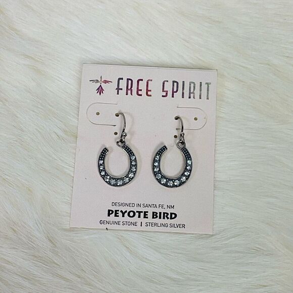NWT Peyote Bird Free Spirit Sterling Silver Horseshoe Earrings Hook Backing - Picture 1 of 5